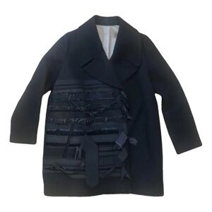 N 21 Black Wool Multitextured Coat IT40